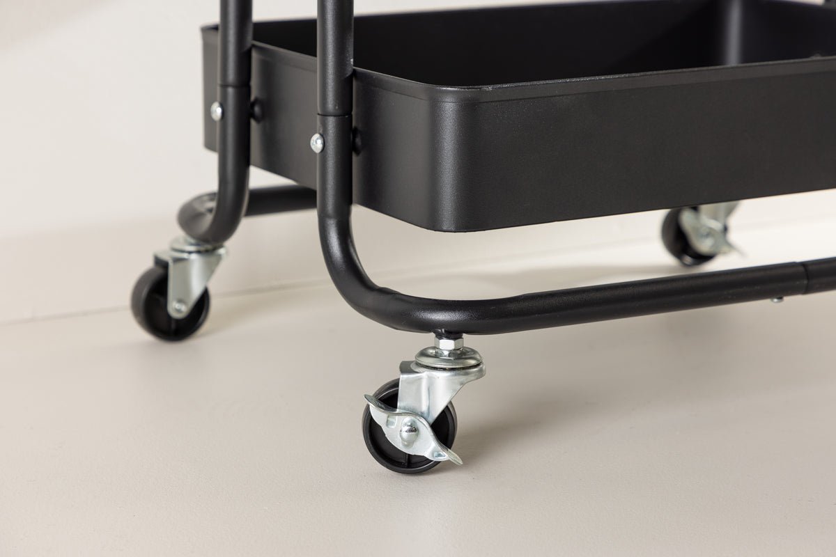 Regal Manaus – rollend rek met 4 planken in Zwart