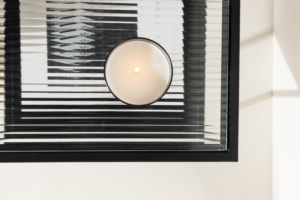 Bijzettafel Milano – van zwart staal met glazen blad