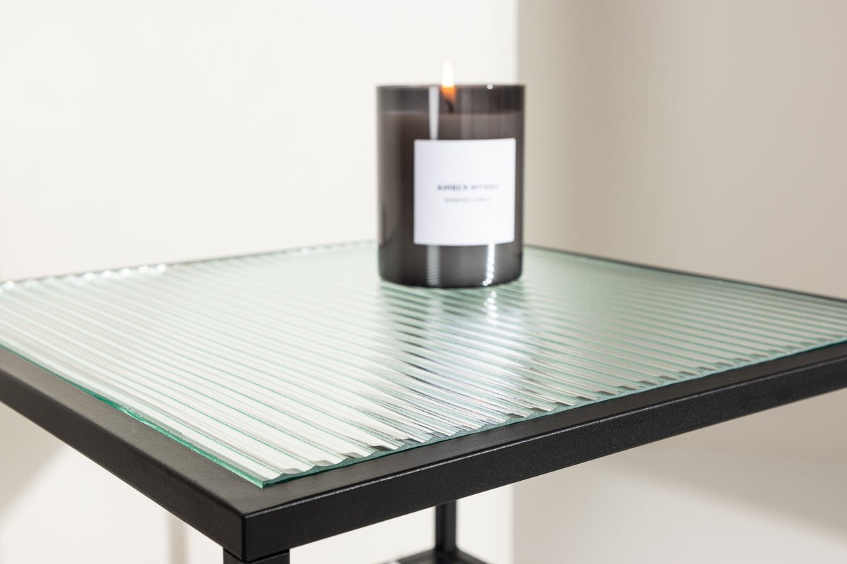 Bijzettafel Milano – van zwart staal met glazen blad