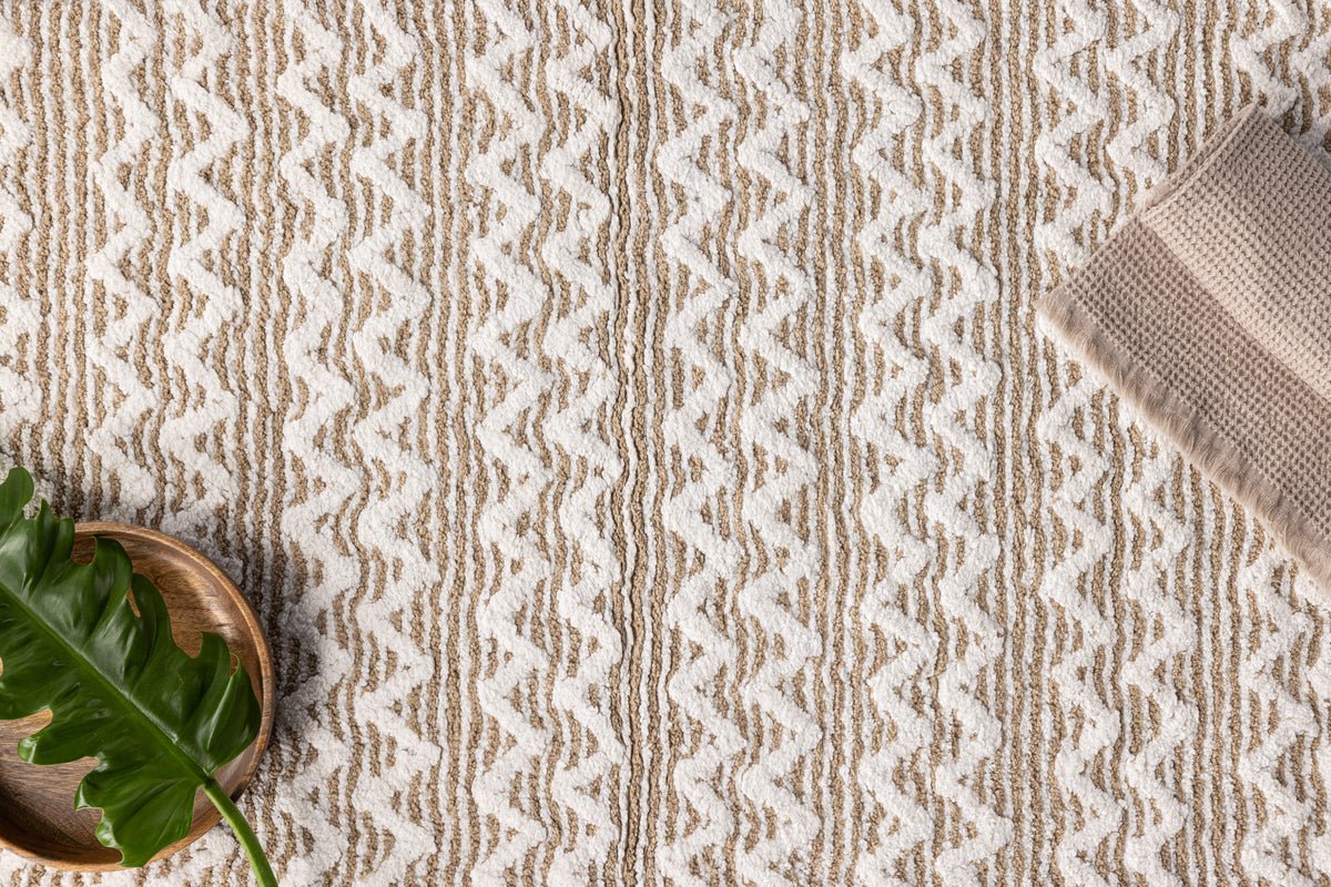 Badmat Sanur - in wit-beige combinatie van zachte katoen