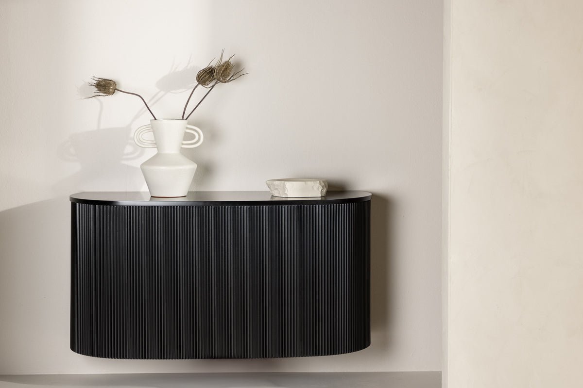 Bijzettafel Silva – in Zwart met groefpatroon