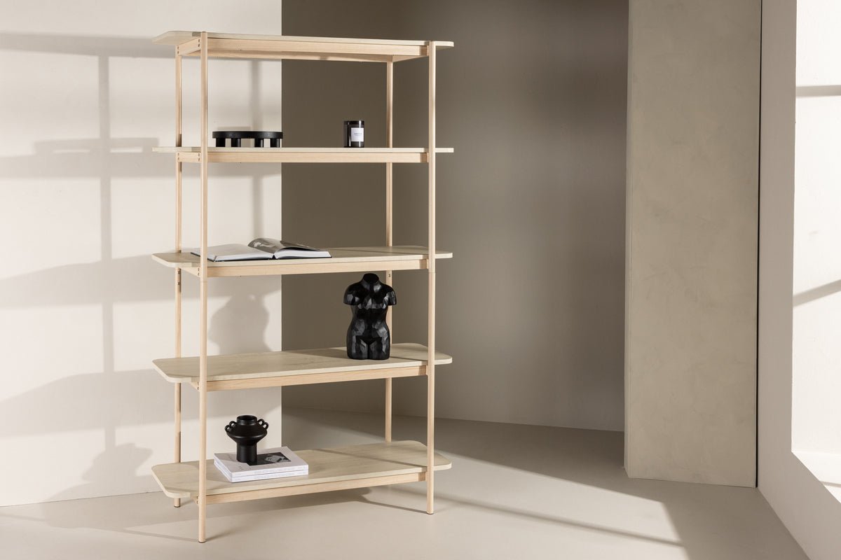 Regal Heim – hoog staand rek in Whitewash met 5 planken