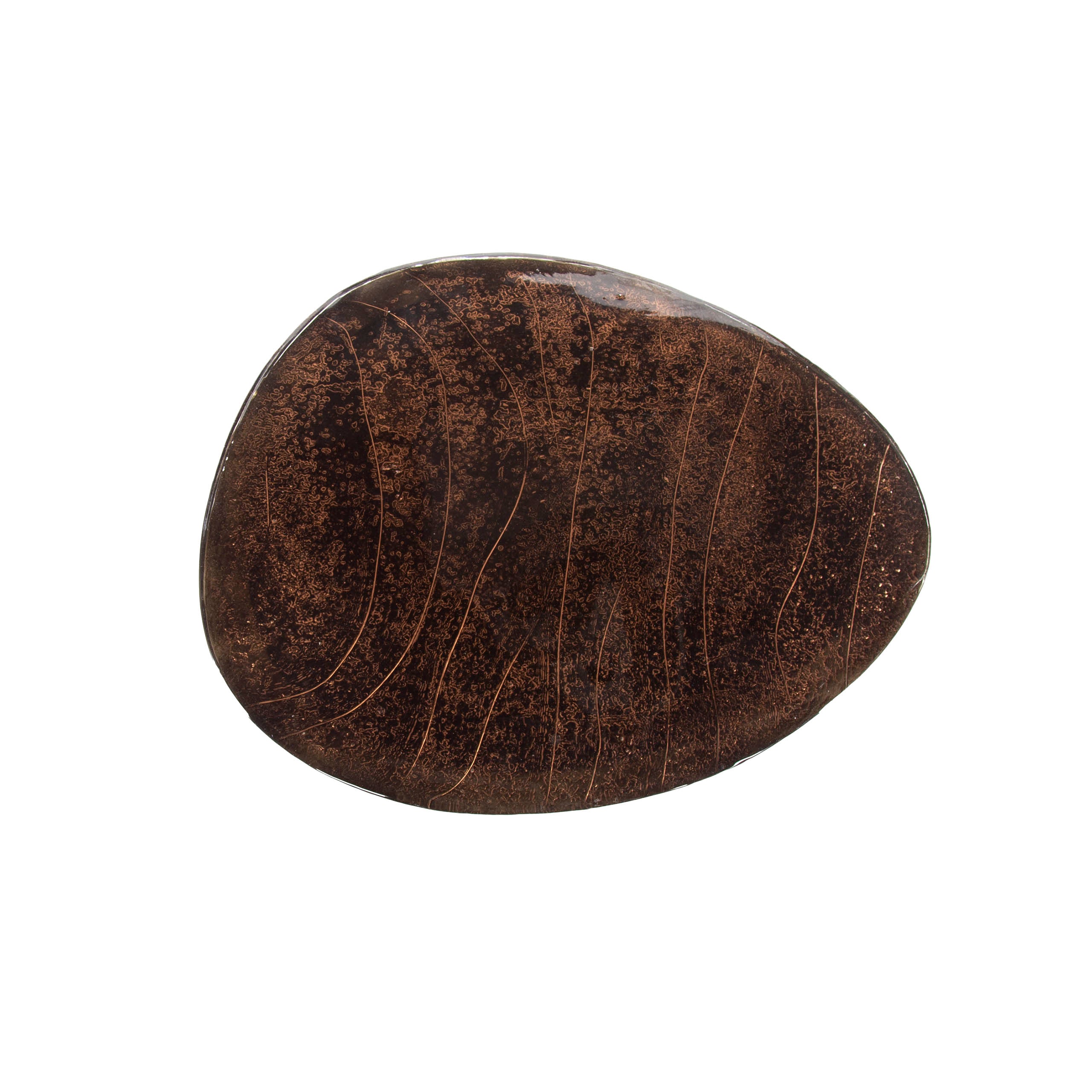 Salontafel Elysium - maat L in antiek koper of antiek goud met gegoten glas