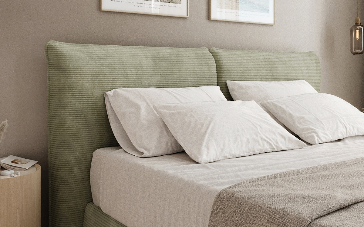Boxspringbed Pillo in Ribstof