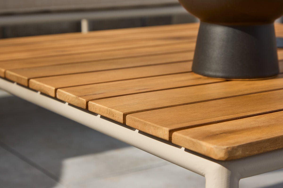 Tuin Loungeset Sienna – 3-delige Outdoor Sofa Set in Beige met Acaciahouten Tafel