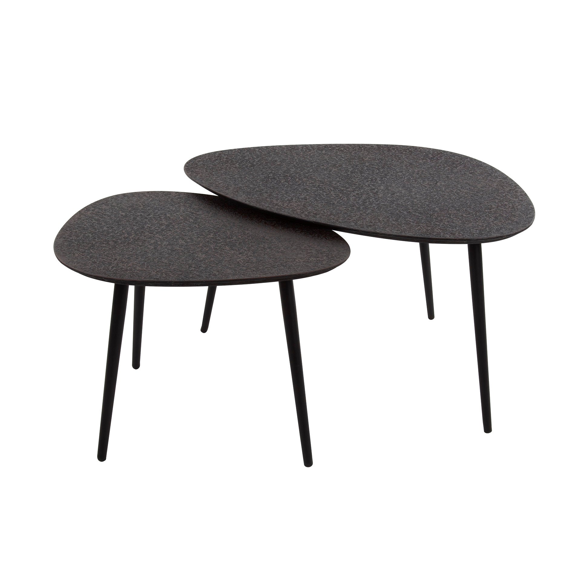 Salontafel Zolara - 2-delige set in driehoekige vorm in metallic zwart