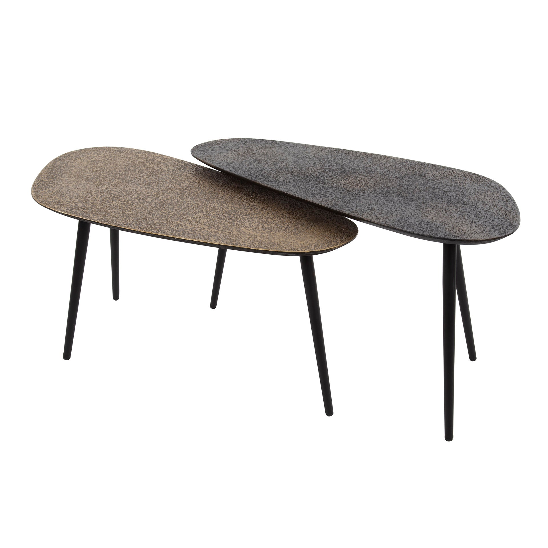 Salontafel Savino - 2-delige set in oudbrons/goud en zwart