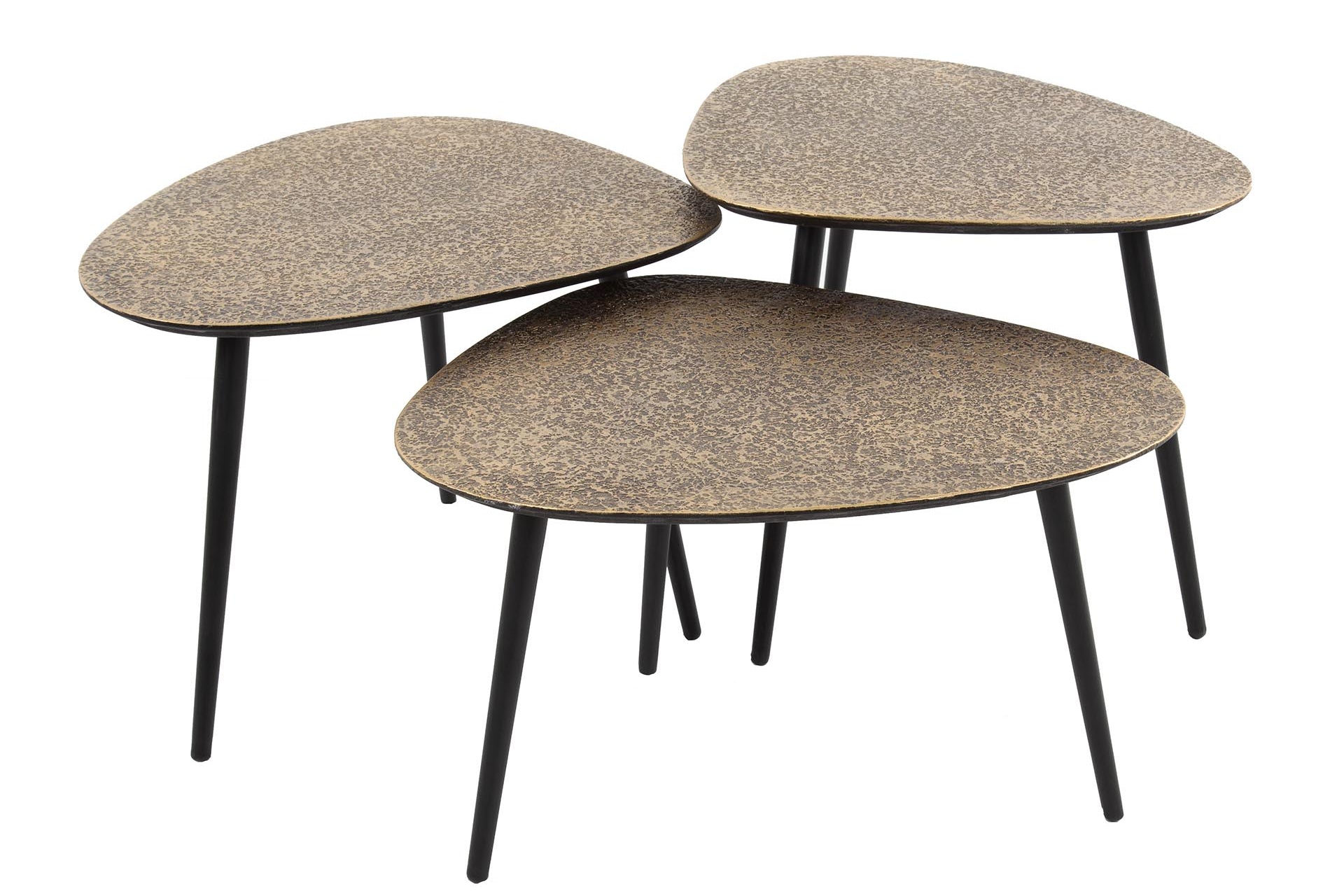 Salontafel Umara - 3-delige set in „Metallic“-antikbrons/goud in driehoekig ontwerp