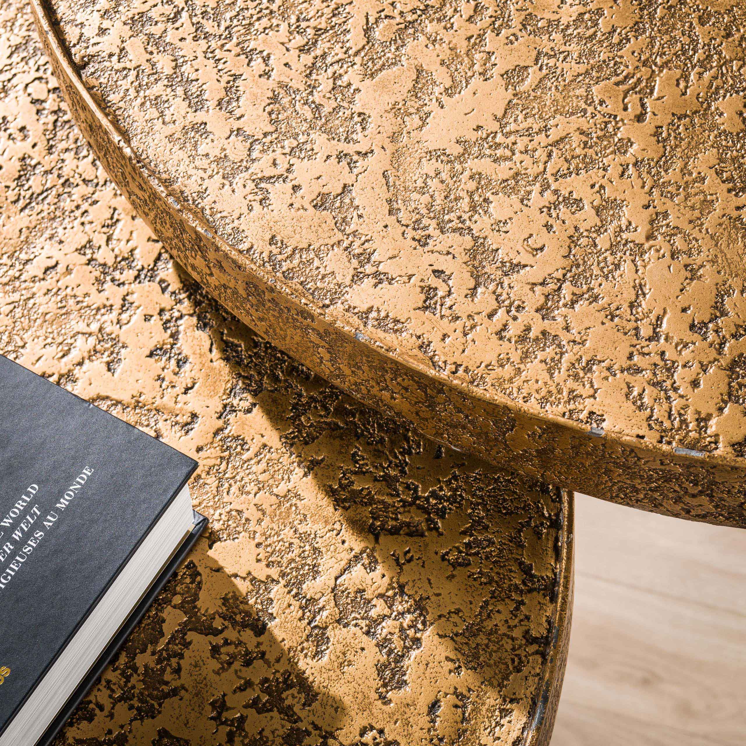 Salontafel Kharu - 2-delige set in metallic-antiekbrons in rond design