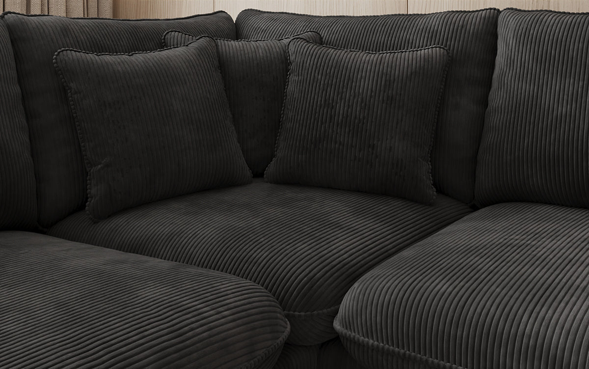 Designhoekbank Laguna met metalen poten in Ribstof