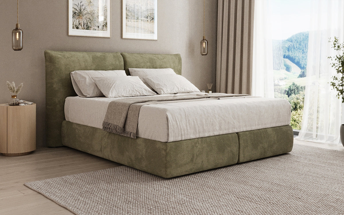 Boxspringbed Pillo in Ribstof