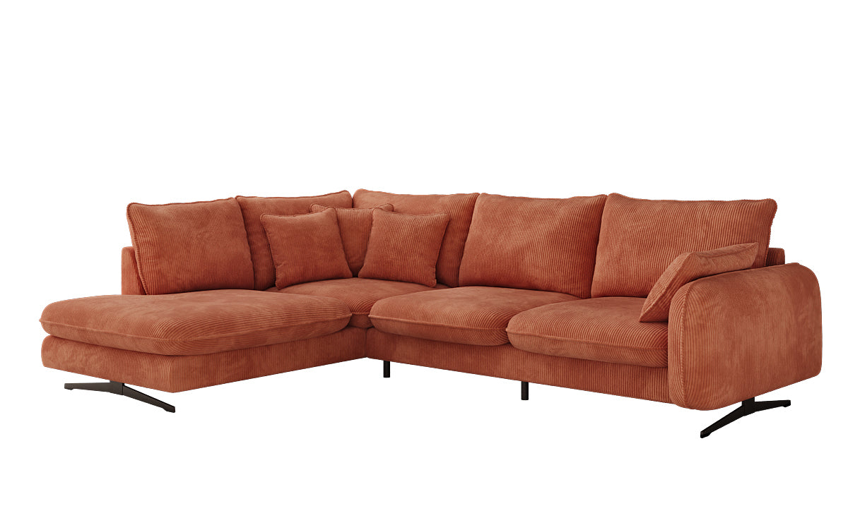Designhoekbank Laguna met metalen poten in Ribstof