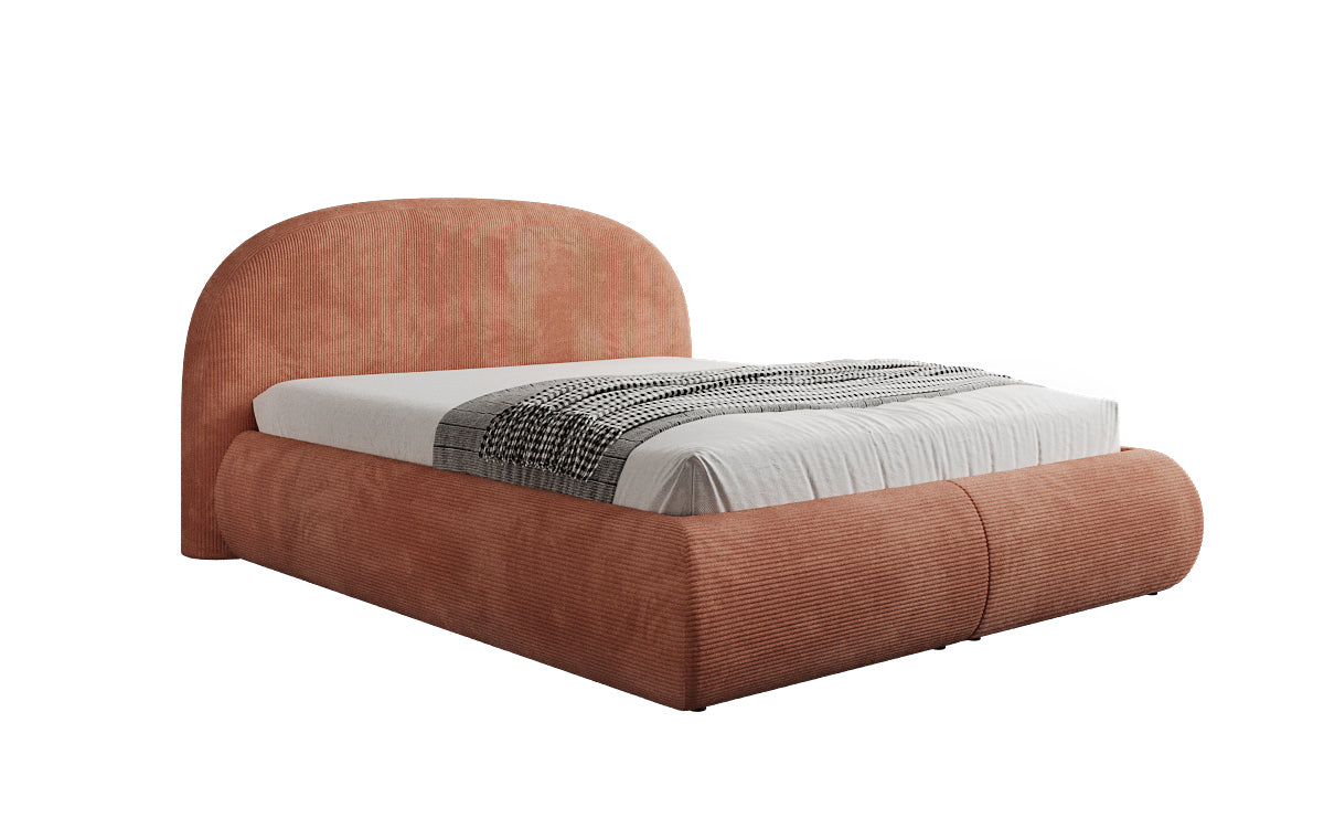 Design gestoffeerd bed Loop in Ribstof met opbergruimte