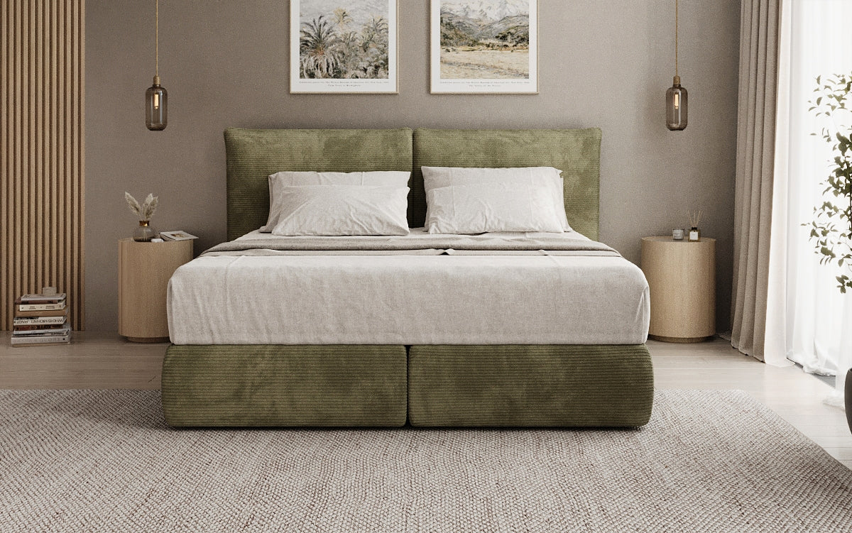 Boxspringbed Pillo in Ribstof