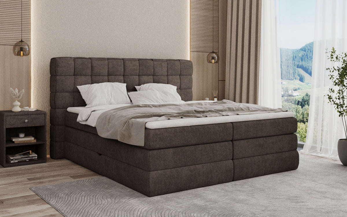 Boxspringbed Trama met opbergruimte in Stof