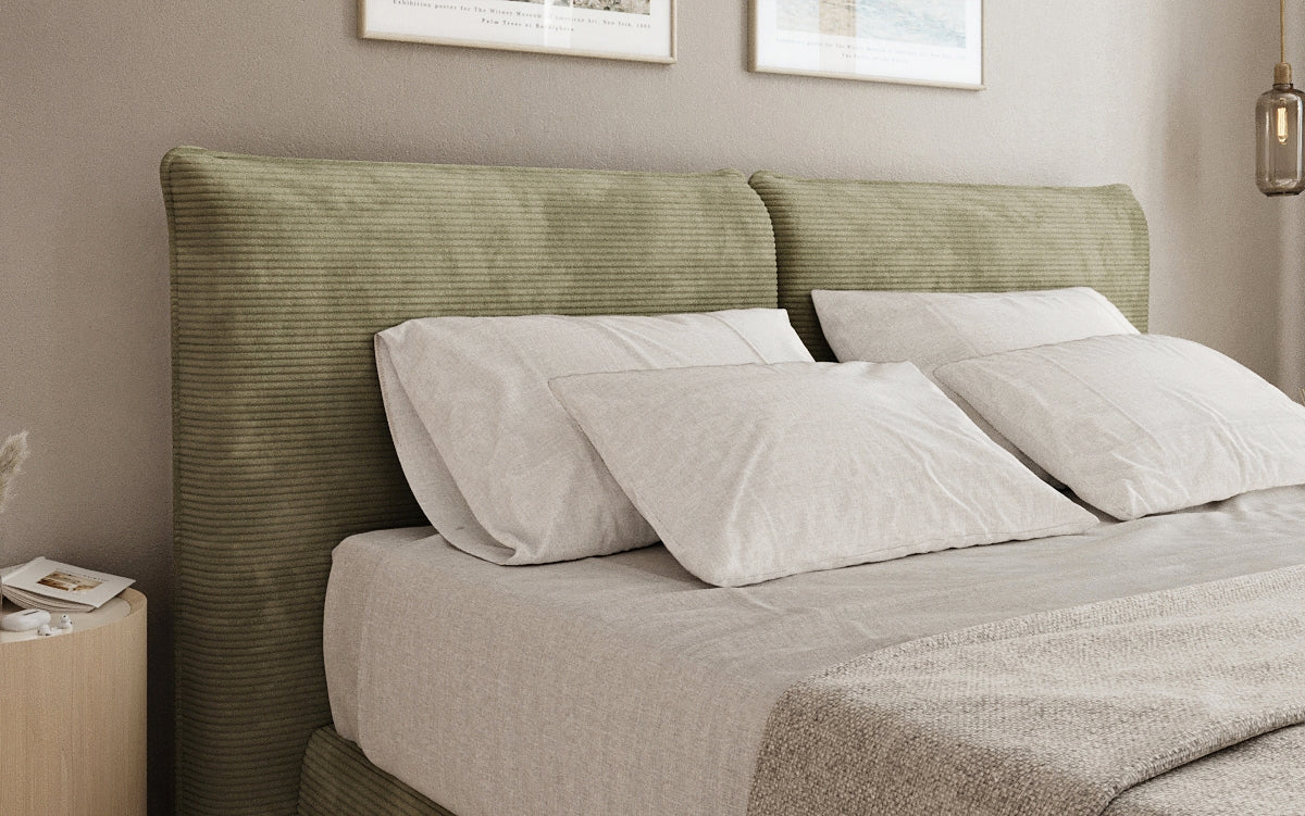 Boxspringbed Pillo in Ribstof