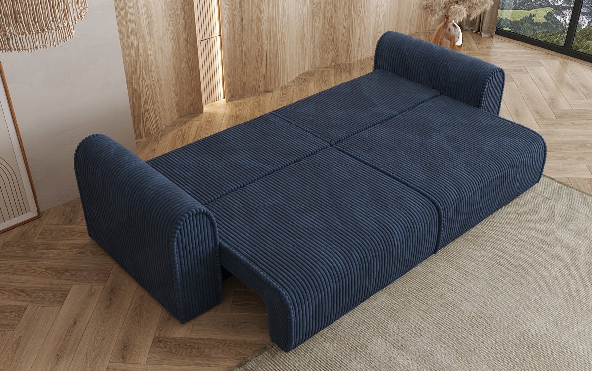 Designerbank Big Buddy 3-zits met slaapfunctie en opbergruimte in breed ribfluweel