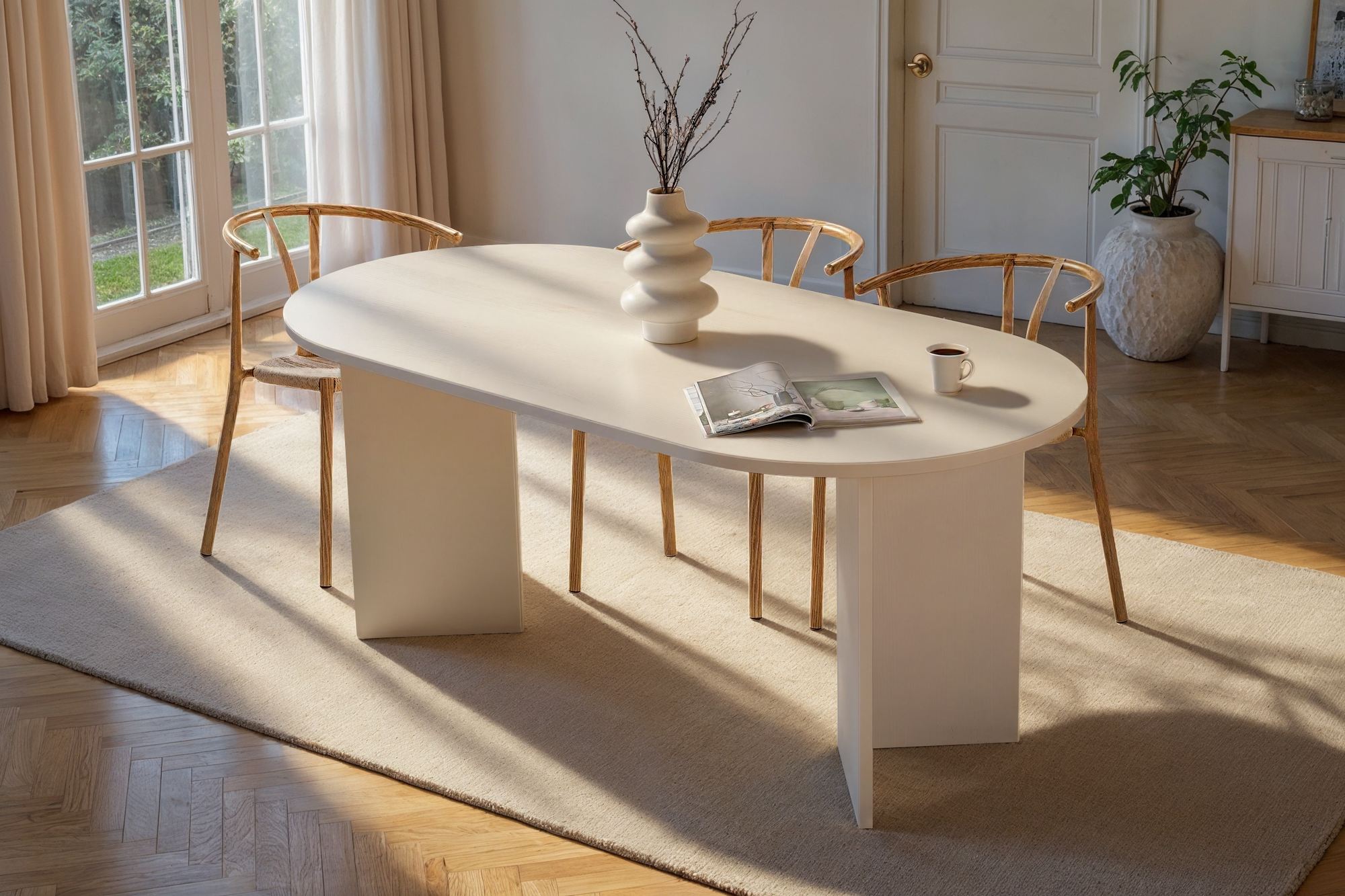 Eettafel Tovino - in 2 kleuren met afgeronde hoeken