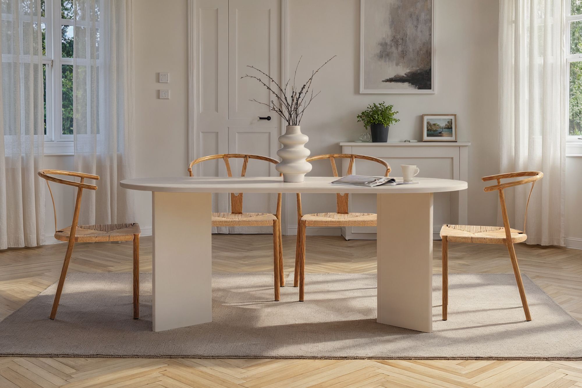 Eettafel Tovino - in 2 kleuren met afgeronde hoeken