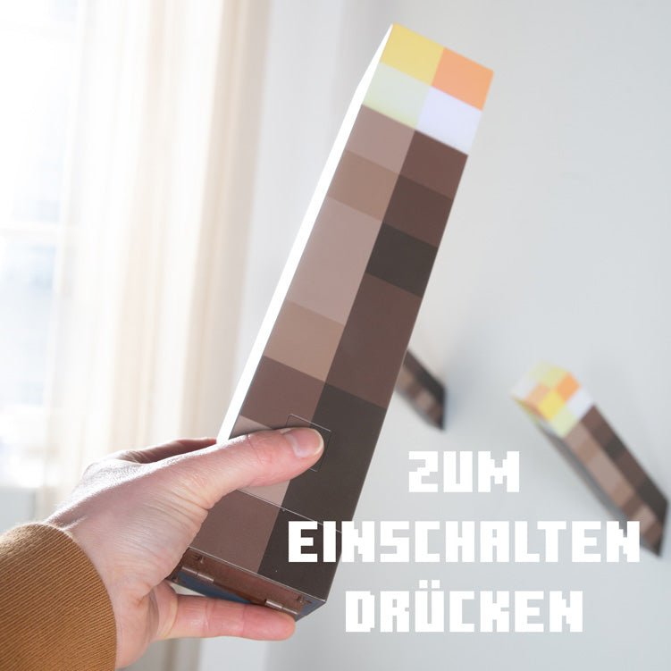 Minecraft LED-fakkel met wandhouder – oplaadbaar & origineel pixelontwerp