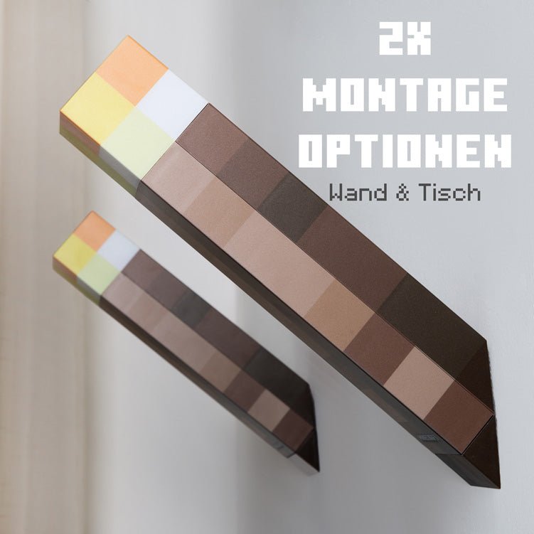 Minecraft LED-fakkel met wandhouder – oplaadbaar & origineel pixelontwerp