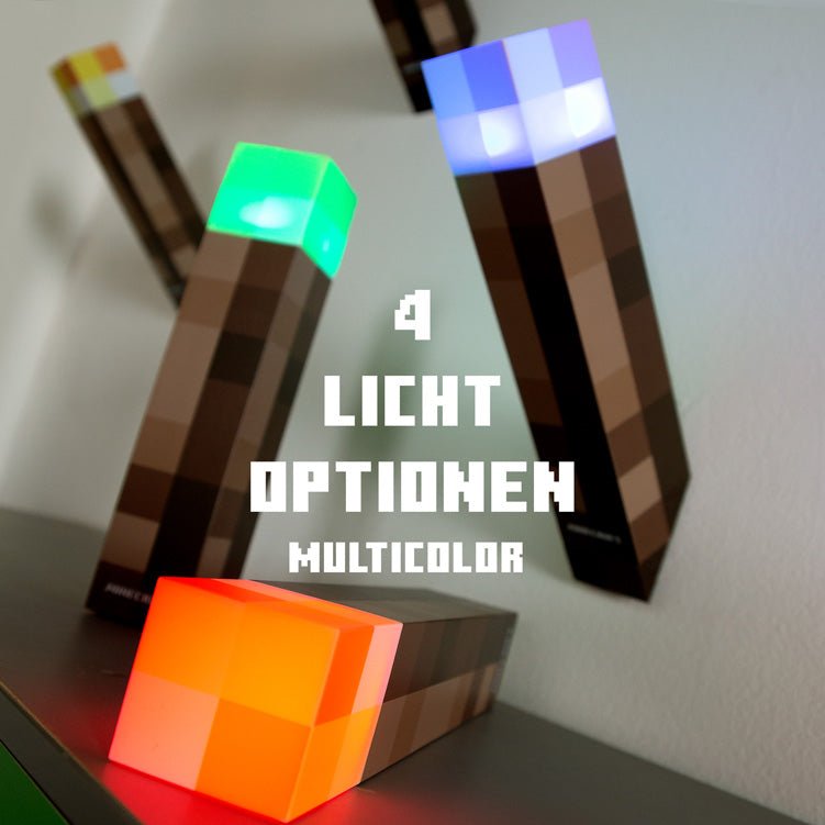Minecraft LED-fakkel met wandhouder – oplaadbaar & origineel pixelontwerp