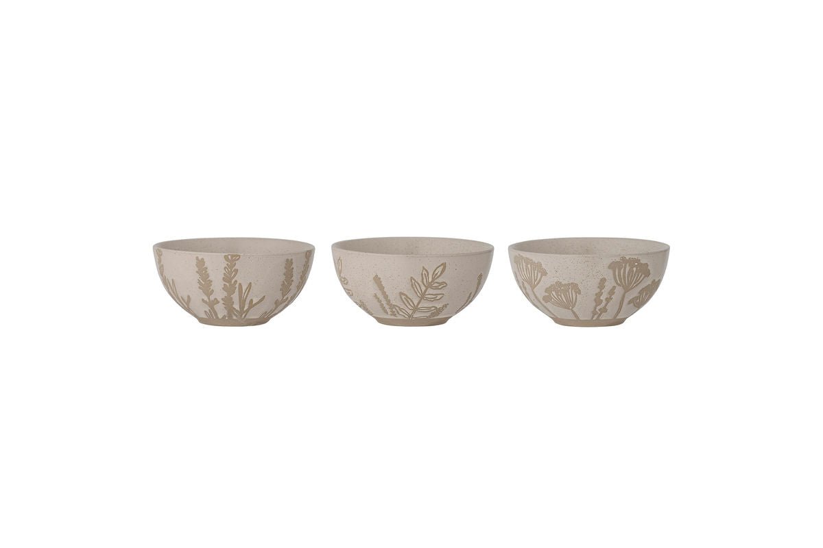Schalen Set Florina – Steengoed met bloemendecor (3-delig)