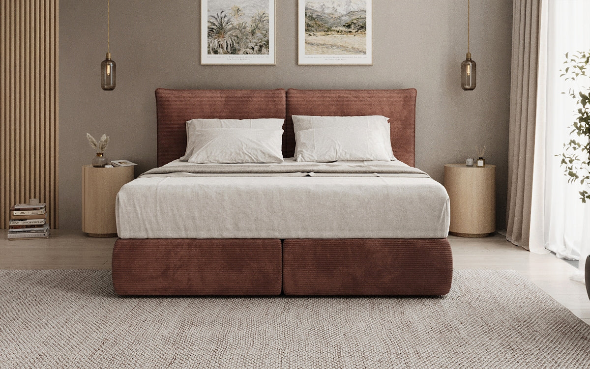 Boxspringbed Pillo in Ribstof
