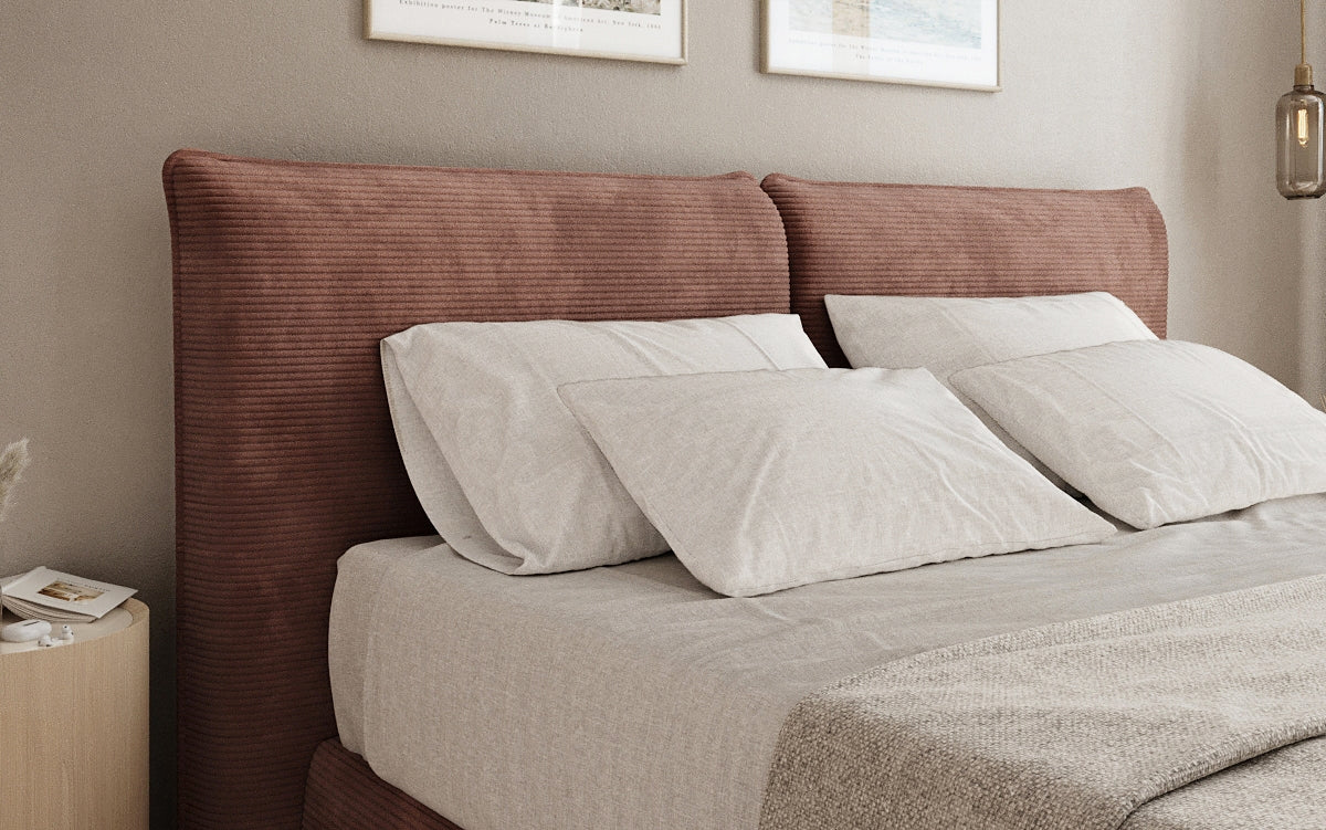 Boxspringbed Pillo in Ribstof