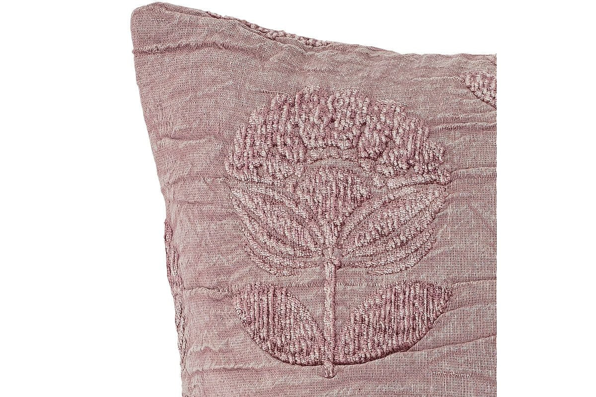 Decoratiekussen Brea – katoenen kussen in violet met borduurwerk