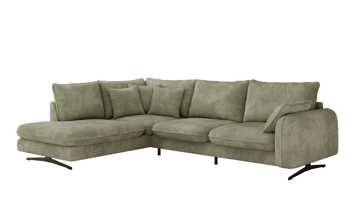 Designhoekbank Laguna met metalen poten in Ribstof