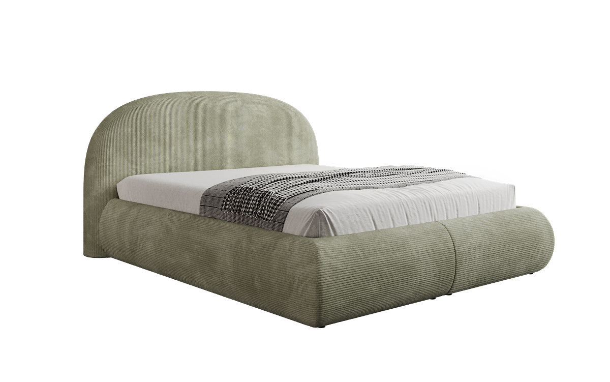 Design gestoffeerd bed Loop in Ribstof met opbergruimte