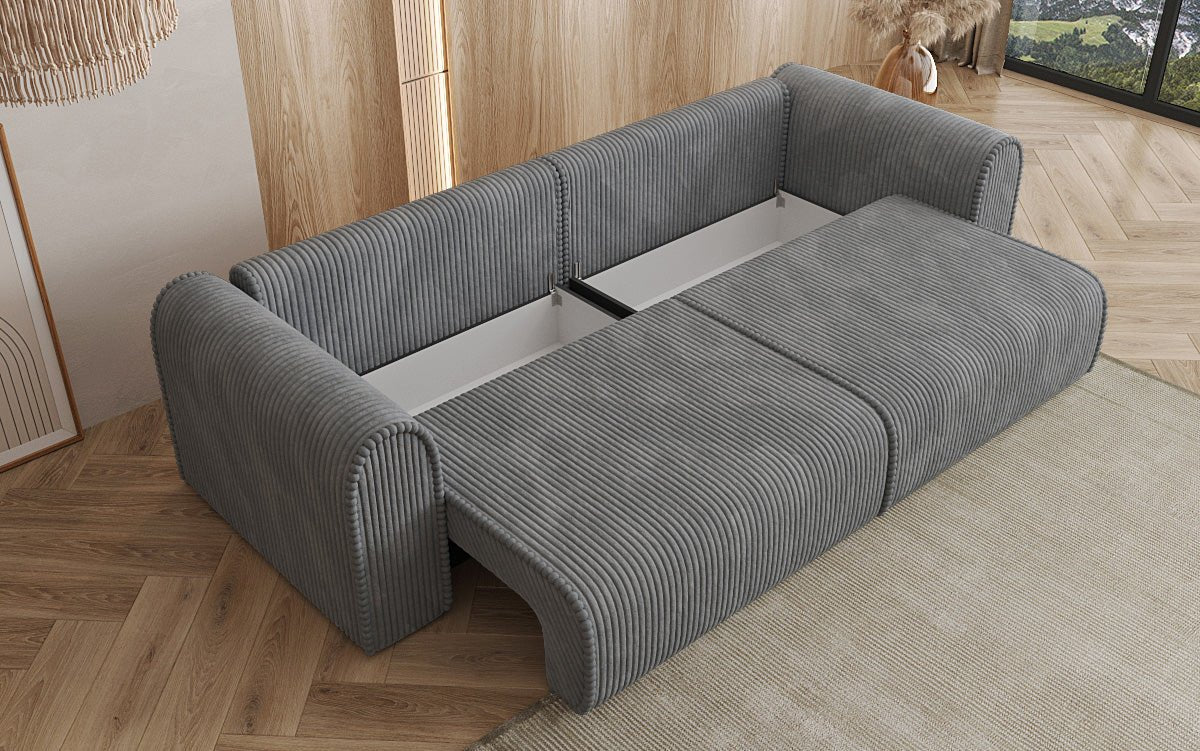 Designerbank Big Buddy 3-zits met slaapfunctie en opbergruimte in breed ribfluweel