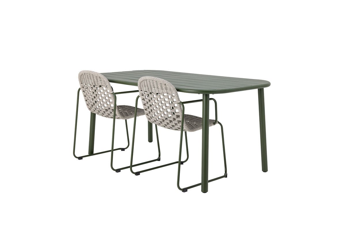 Tuin-eettafel Camala - Diepgroen gebogen rechthoekig tafelblad