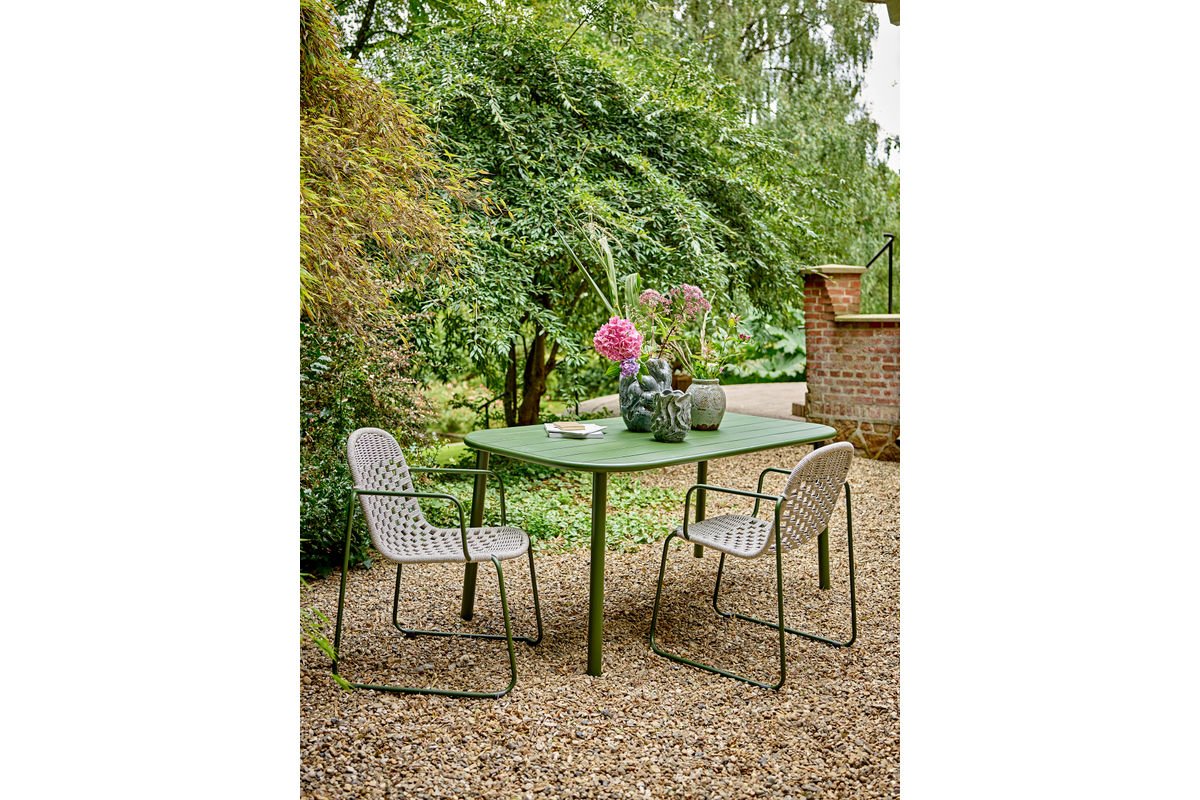 Tuin-eettafel Camala - Diepgroen gebogen rechthoekig tafelblad