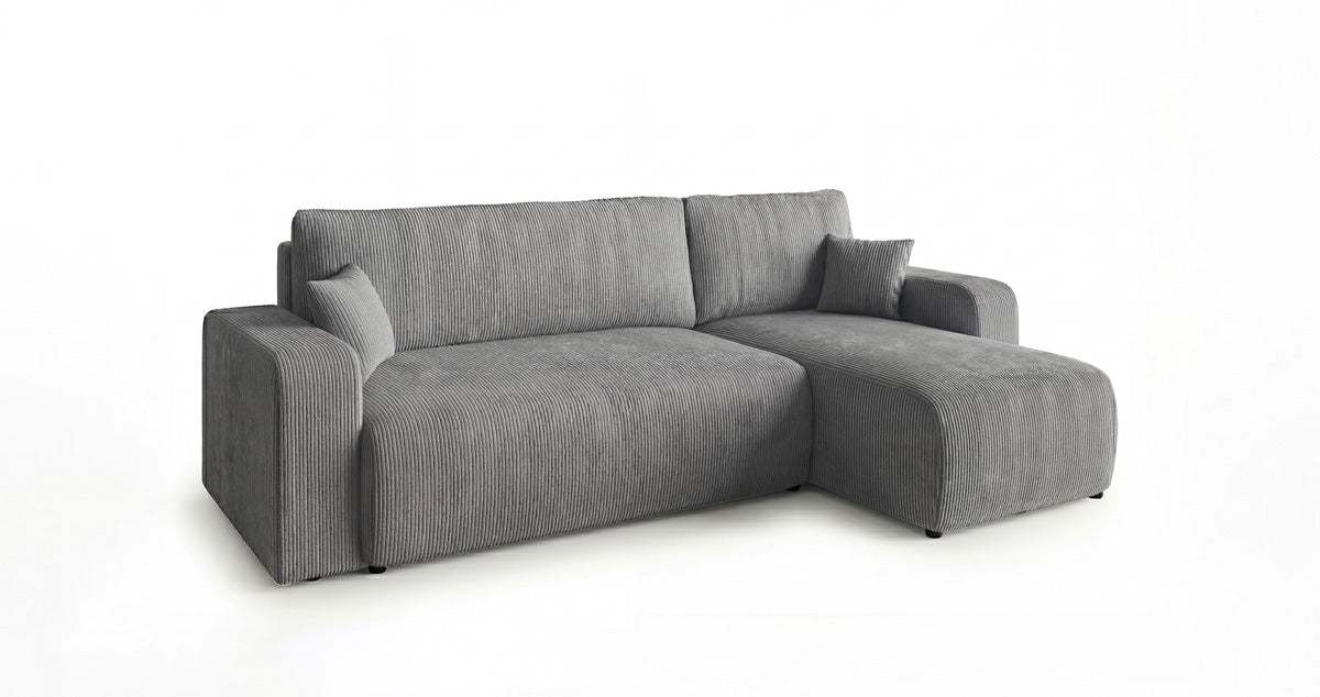 Designsofa Calva met slaap- en uitklapfunctie in Ribstof