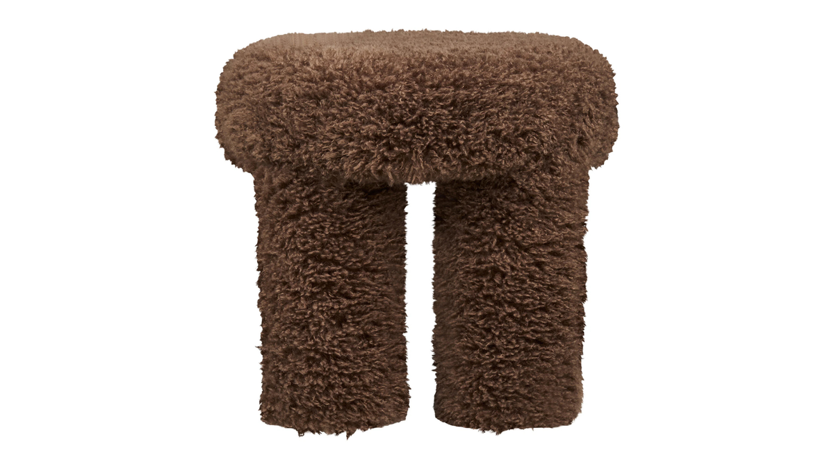 Bijzetkruk Gibson - met bruin Teddystof-polyester