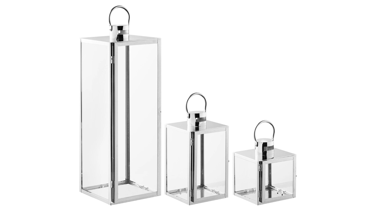 3-delige lantaarnset Rufus - met zilverkleurig frame