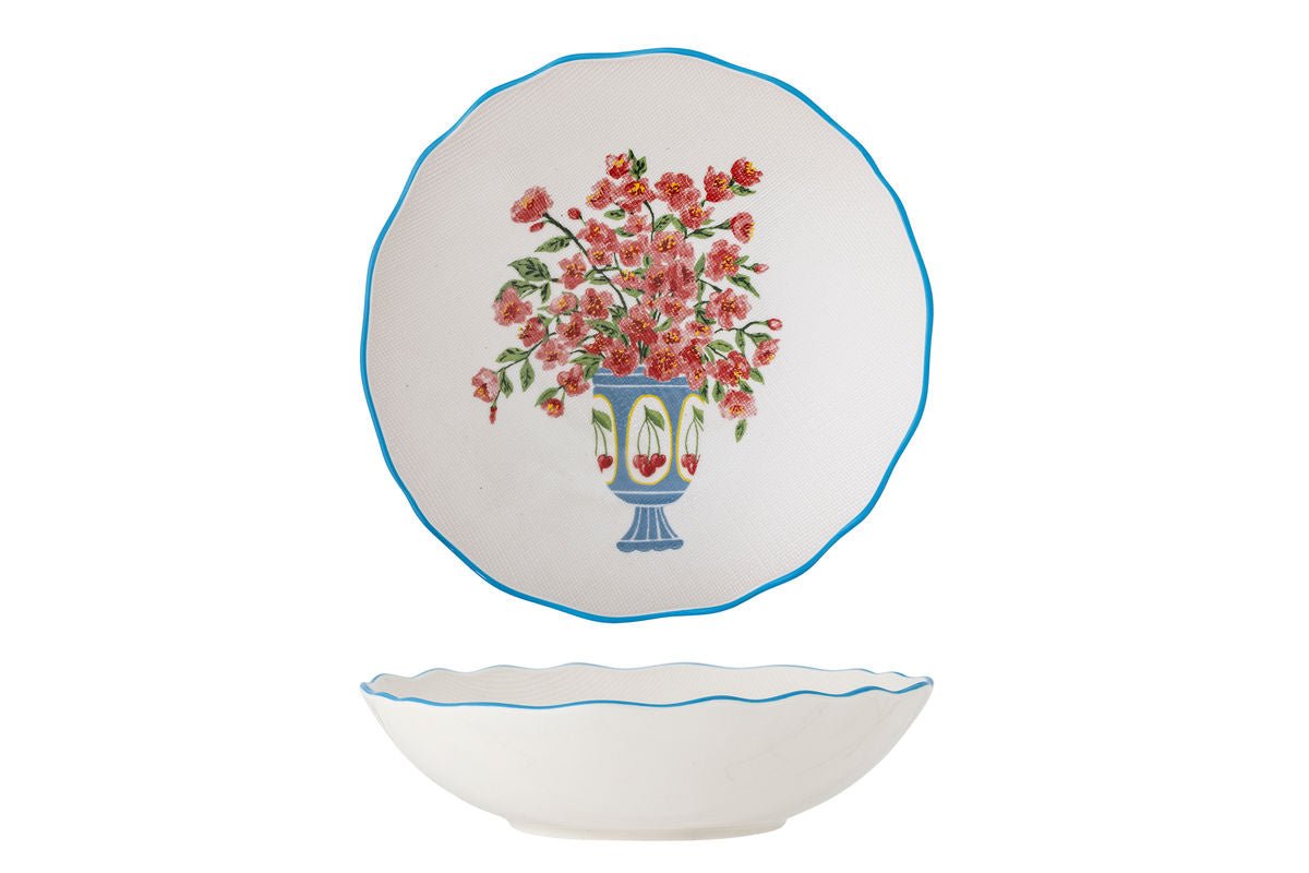 Schaal Avenza – wit steengoed met bloemen