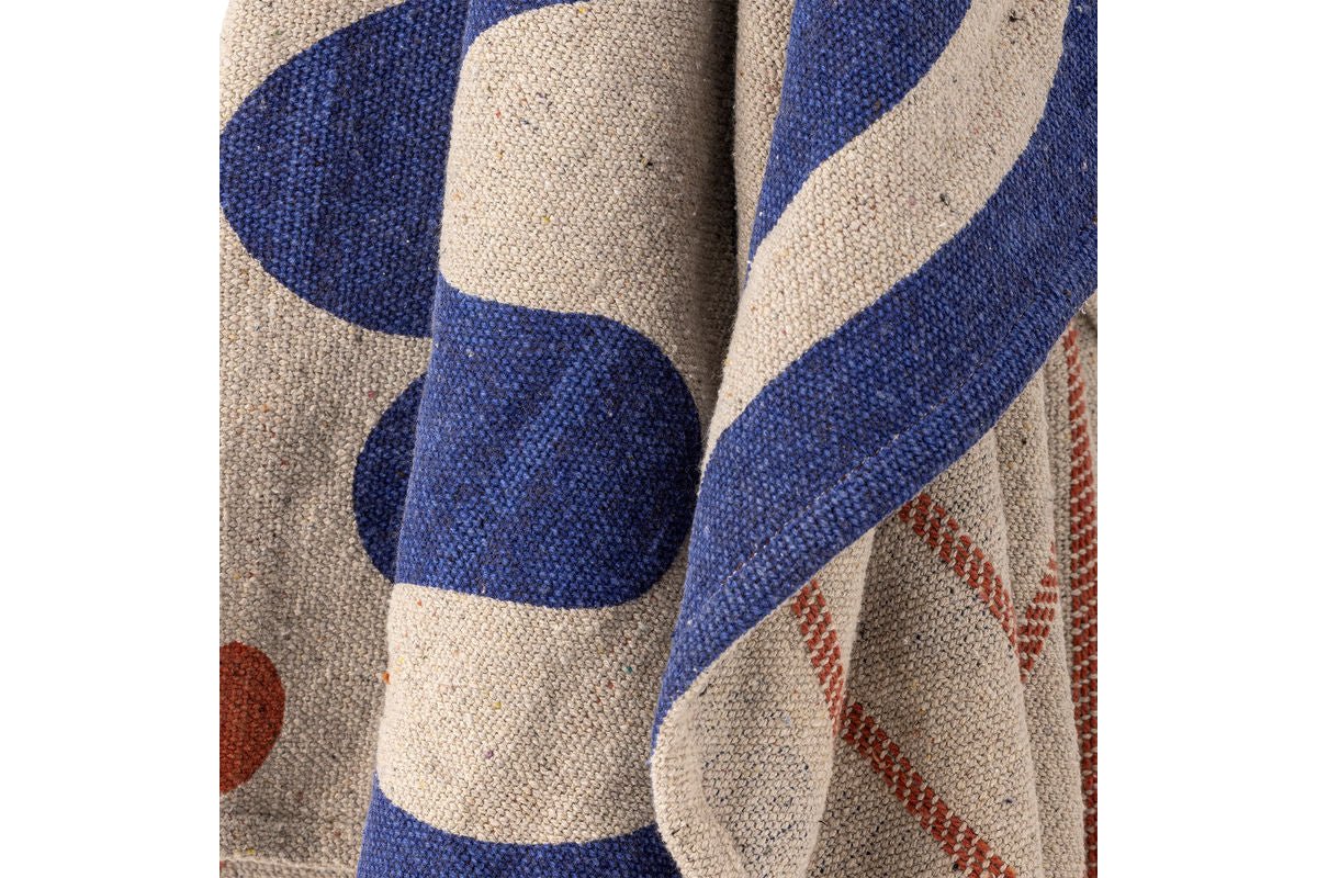 Plaid Kiral - Blauw, van gerecycled katoen