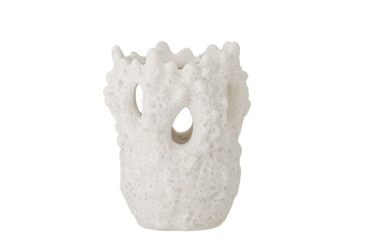 Vaas "Cliff" - witte steengoed vaas