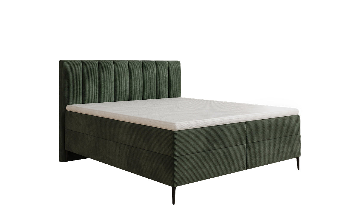 Boxspringbed Lucca in Ribstof met opbergruimte en poten