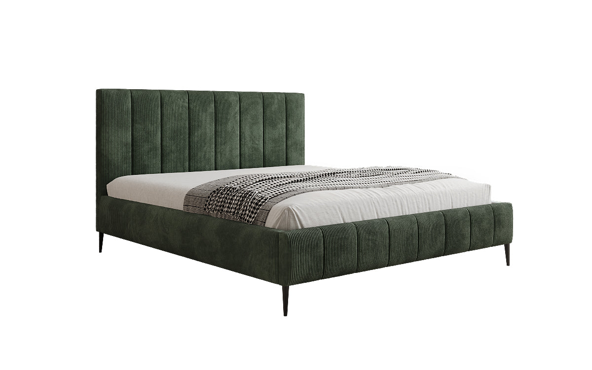 Designer gestoffeerd bed Astrid in Ribstof met opbergruimte