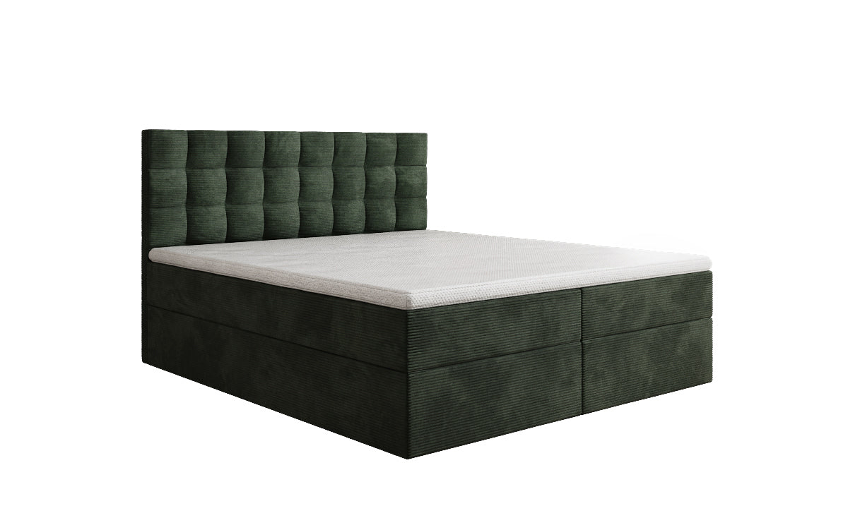 Boxspringbed Como in Ribstof met opbergruimte