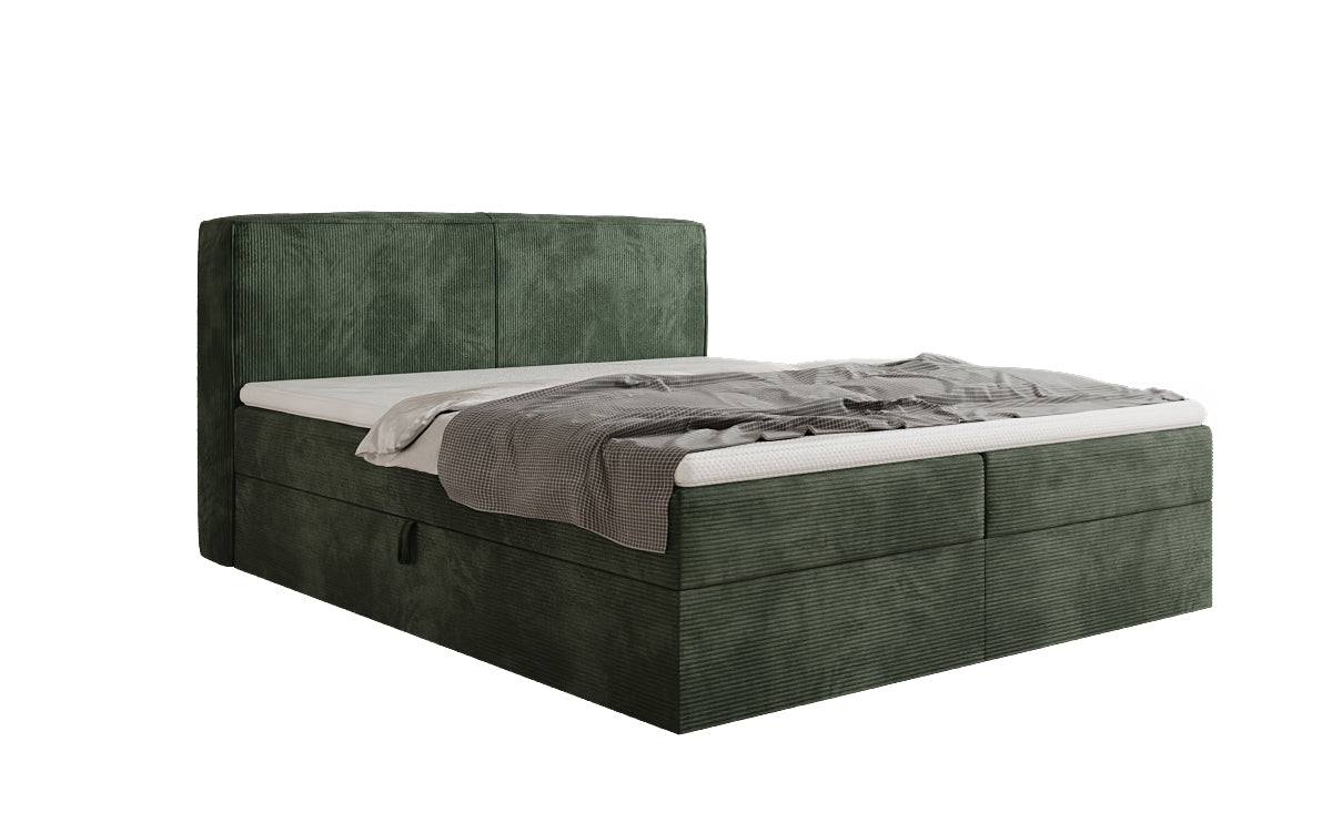 Boxspringbed Marea in Ribstof met opbergruimte