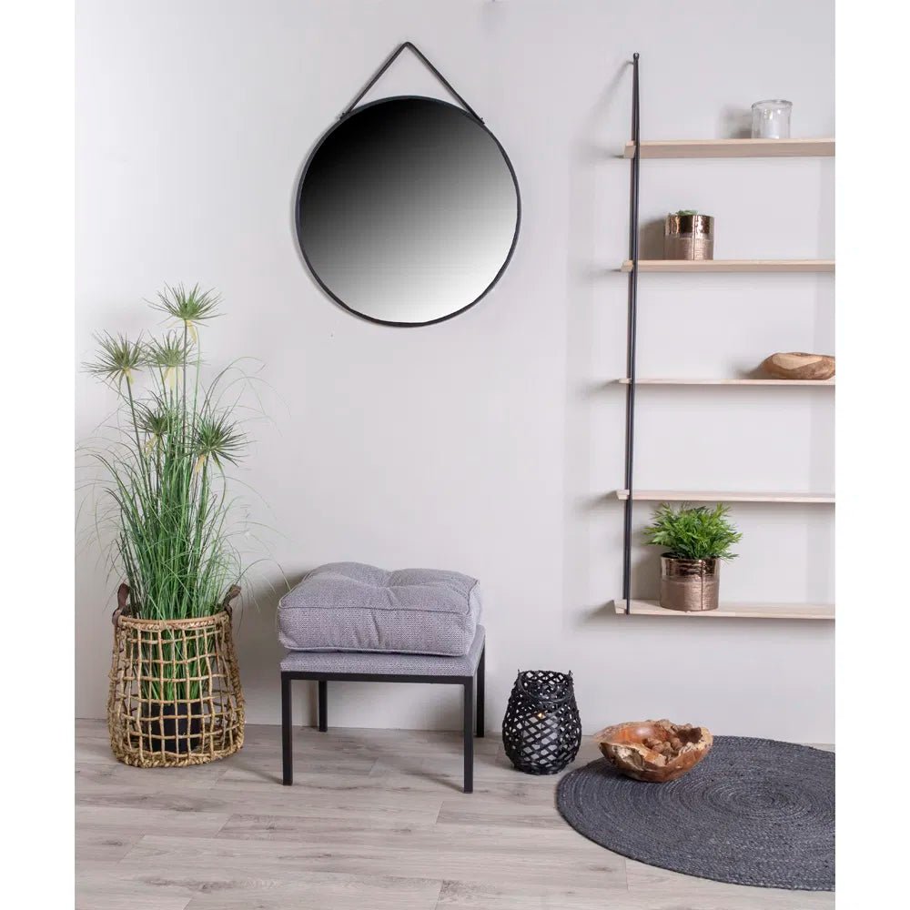 Spiegel Toreno – Ronde wandspiegel met zwarte lijst (Ø60 cm)
