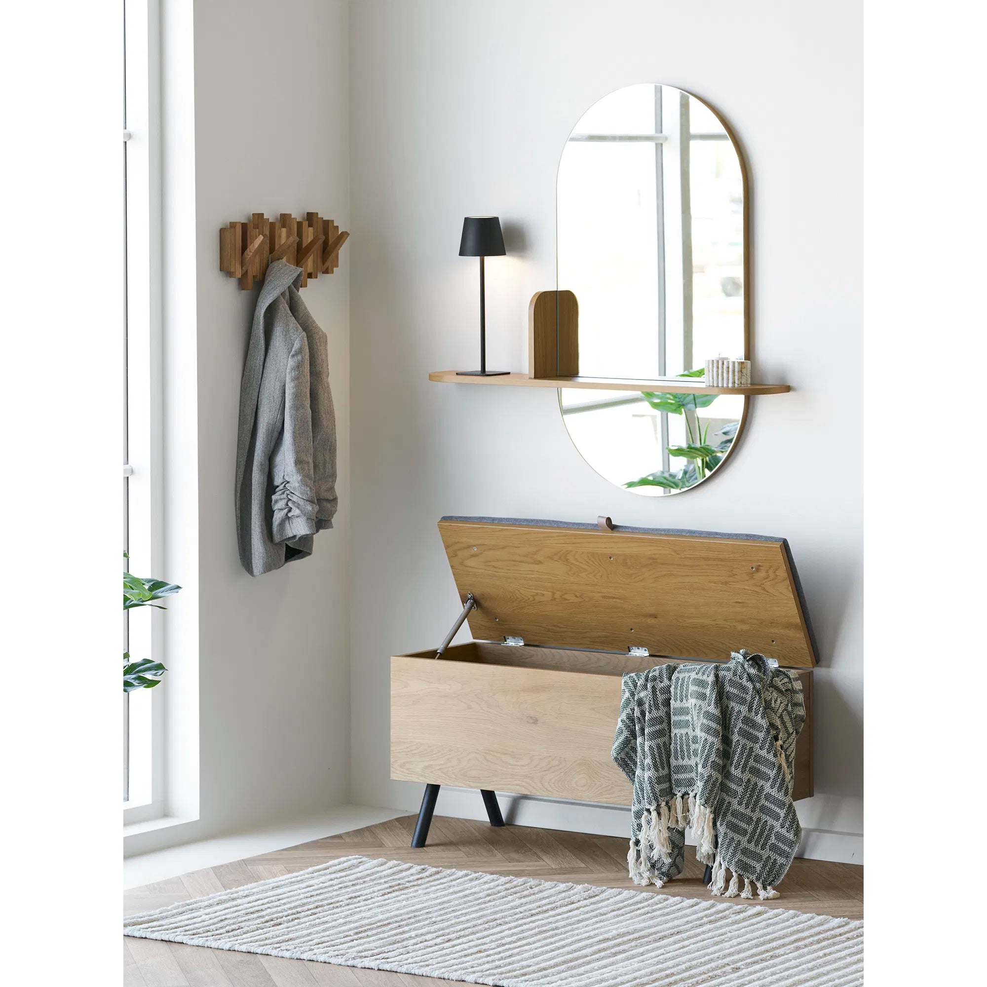 Spiegel Barco met plank – functie & design in eikenlook