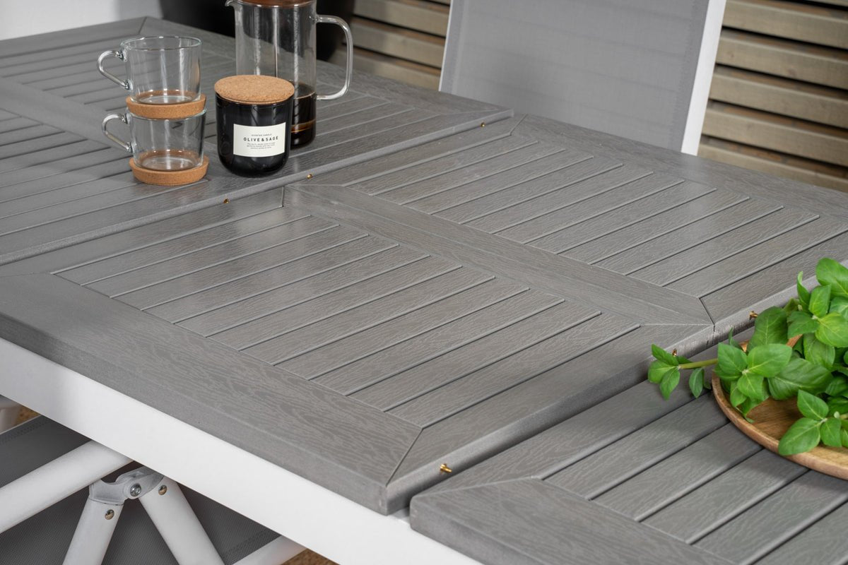 Tuin eettafel Ravello - Uitschuifbaar van 152 tot 210 cm met wit aluminium frame