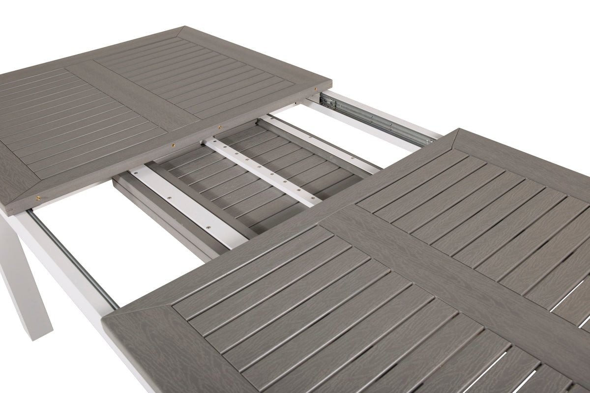Tuin eettafel Ravello - Uitschuifbaar van 152 tot 210 cm met wit aluminium frame