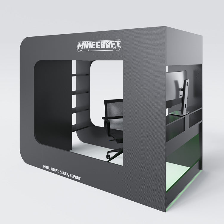 Minecraft Gaming-huisbed „BaseCamp XL“ met bureau & plank